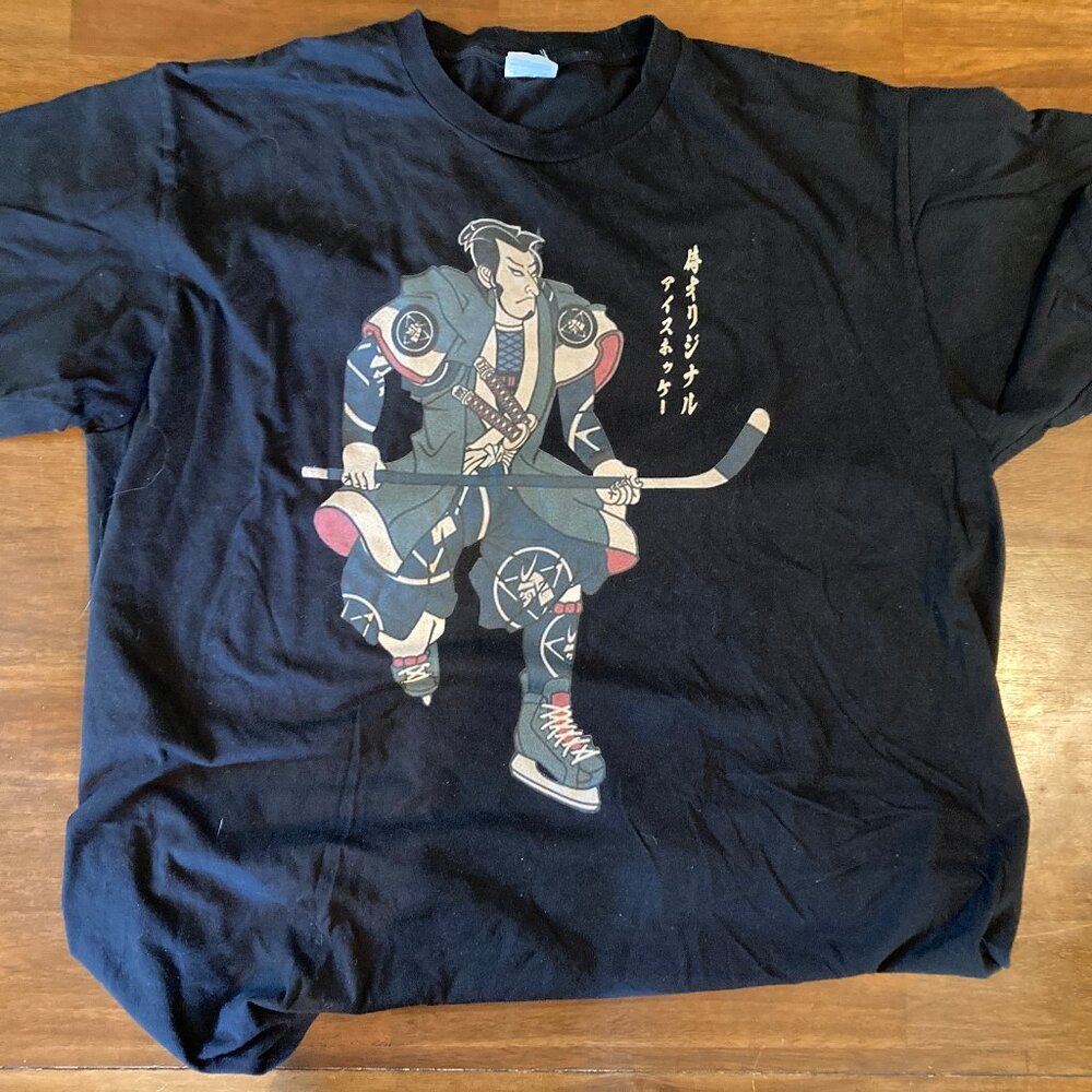 Samari Original Island Ice Hockey black T Shirt Size XL 100% Cotton